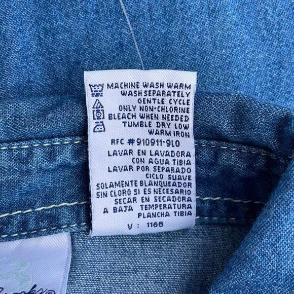 Vintage Bobbie Brooks SIZE XL Denim Cottagecore Button Up w Fall Embroidery - Picture 7 of 9